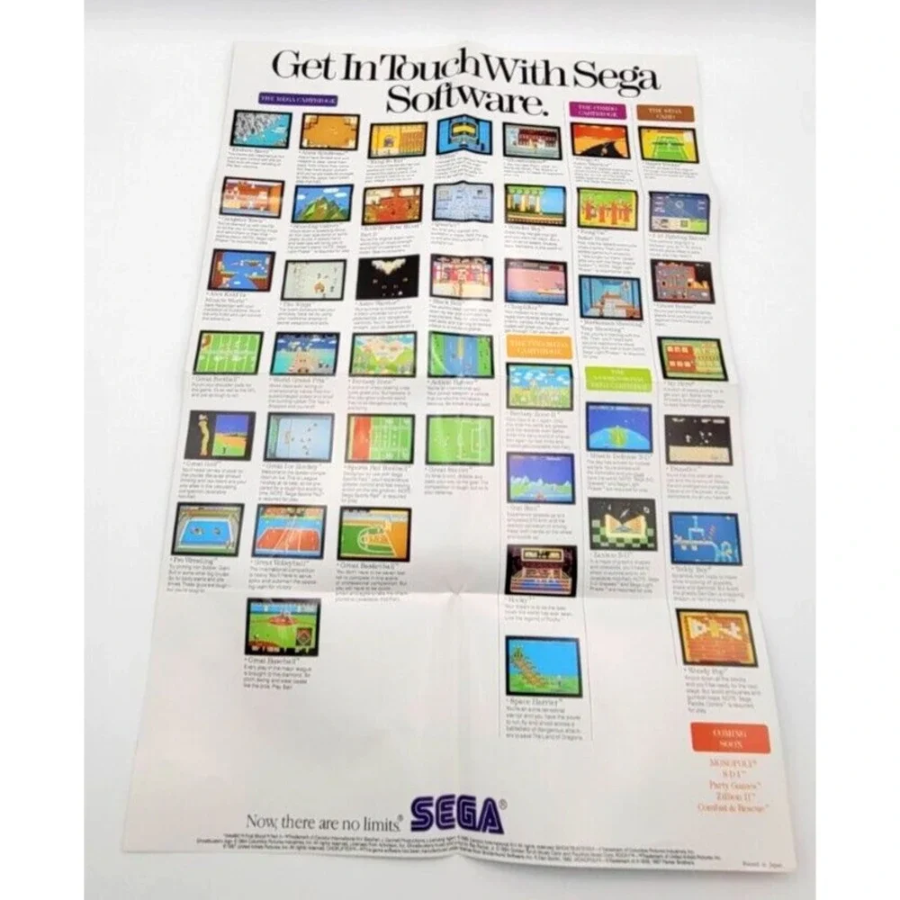 SEGA MASTER‎ SYSTEM DOUBLE SIDED POSTER TAKE HOLD OF THE SEGA ADVENTURE